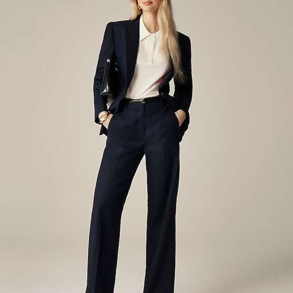 J Crew Carolina flare pant in stretch linen blend Womens 6 Tall Black - Picture 1 of 6